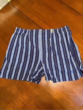 Burberry London Men's Boxer Shorts Size XL 100% Cotton Blue Striped